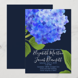 Convite Casamento Virtual Hydrangea Azul Watercolor