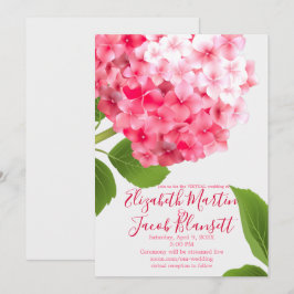 Convite Casamento Virtual Hydrangea Pink de Watercolor