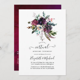 Convite Casamento Virtual Online Bordo Violet Plum Floral
