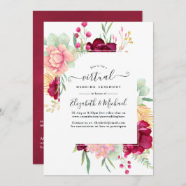 Convite Casamento Virtual Online Burgundy e Blush Floral