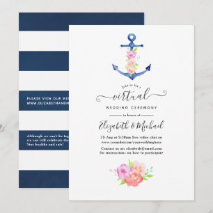 Convite Casamento Virtual Online de Aguarela Náutica