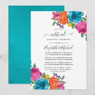 Convite Casamento Virtual Online de Floral Aquarela Fiesta