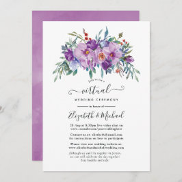 Convite Casamento Virtual Online de Magnolias Roxas e Rosa