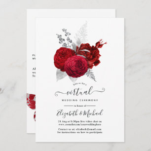 Convite Casamento Virtual Online do Red and Silver Vintage