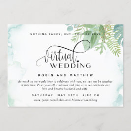 Convite Casamento Virtual Online Elegante Greenery Waterco