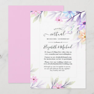 Convite Casamento Virtual Online Floral Aquarela Pastel