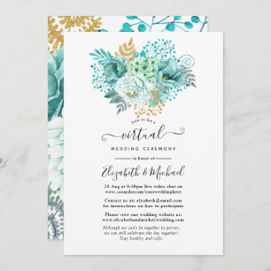 Convite Casamento Virtual Online Floral da Mint Watercolor