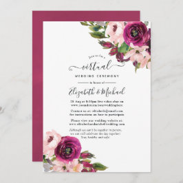 Convite Casamento Virtual Online Floral de Marsala e Blush