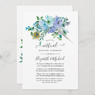 Convite Casamento Virtual Online Floral Online Mint e Blue