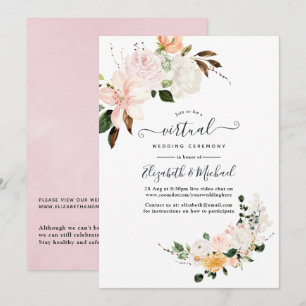 Convite Casamento Virtual Online Floral Pastel