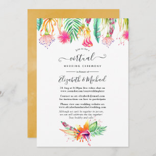 Convite Casamento Virtual Online Floral Tropical Summer