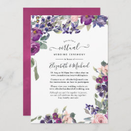 Convite Casamento Virtual Online Floral Violet e Plum