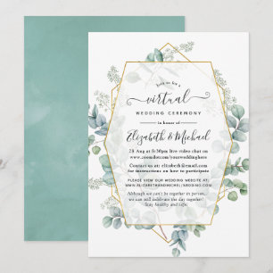 Convite Casamento Virtual Online Geométrico de Eucalipto d