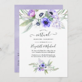 Convite Casamento Virtual Online Pastel Violet Floral