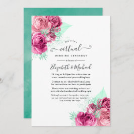 Convite Casamento Virtual Online Pink e Mint Floral