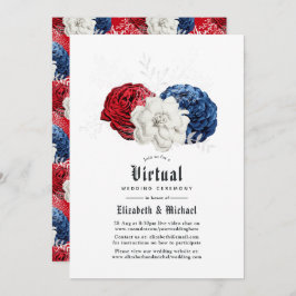 Convite Casamento Virtual Online Red White e Blue American