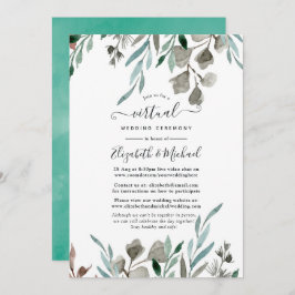 Convite Casamento Virtual Online Rustic Greenery Winter