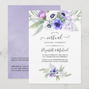 Convite Casamento Virtual Online Violeta Pastel Floral
