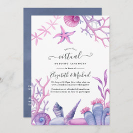 Convite Casamento Virtual Online Watercolor Ocean Life