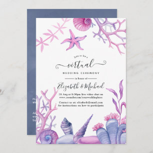 Convite Casamento Virtual Online Watercolor Ocean Life