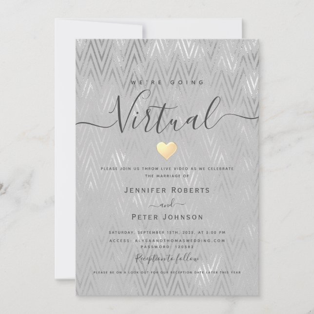 Convite Casamento Virtual Prata (Frente)