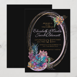 Convite Casamento virtual preto roxo e com sucesso de aqua