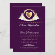 Casamento Virtual Purple Dourado do Coração das Mu