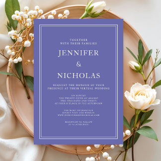 Convite Casamento Virtual Roxo Formal Elegante Moderno