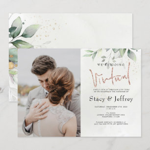 Convite Casamento Virtual Russo Eucalyptus Dourado