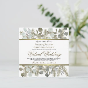Convite Casamento Virtual Rustic Eucalyptus & Pine Elegant