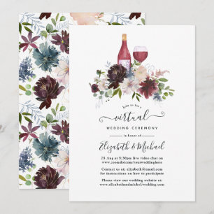 Convite Casamento Virtual temático de Vinho Borgonha e Blu