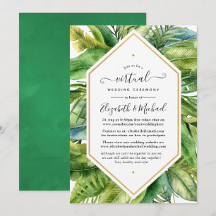 Convite Casamento Virtual Tropical Online com Aquarela