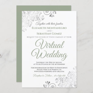 Convite Casamento Virtual Verde e Branco dos Silver Frills