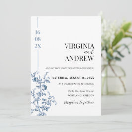 Convite Casamento Vitoriano Azul da Chinoiserie French Vin