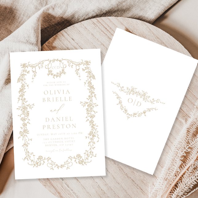 Convite Casamento Vitoriano de Beige, Champanhe Elegante (Criador carregado)
