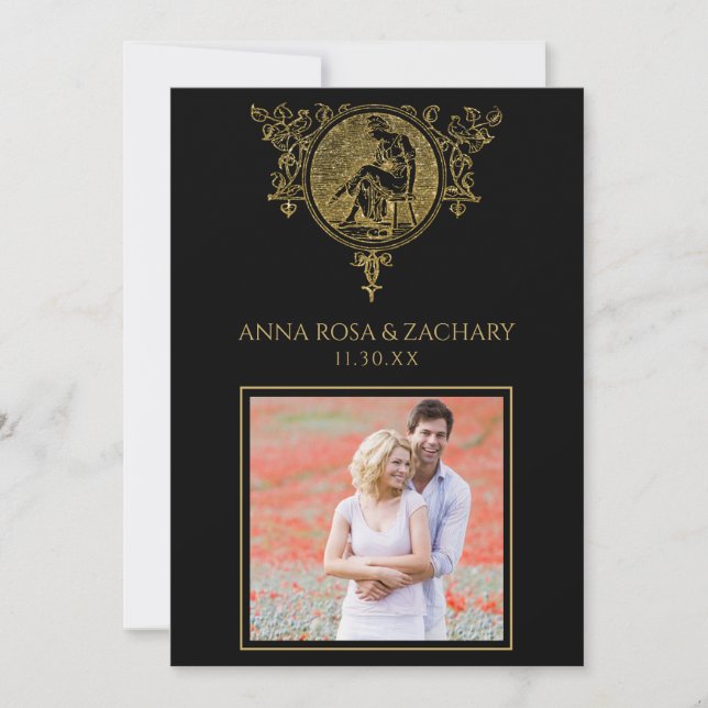 Convite *~* Casamento vitoriano de Ornamentado QR PHOTO RS (Frente)