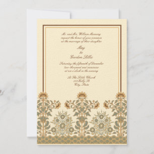 Convite Casamento vitoriano Era Art Nouveau Sunflower