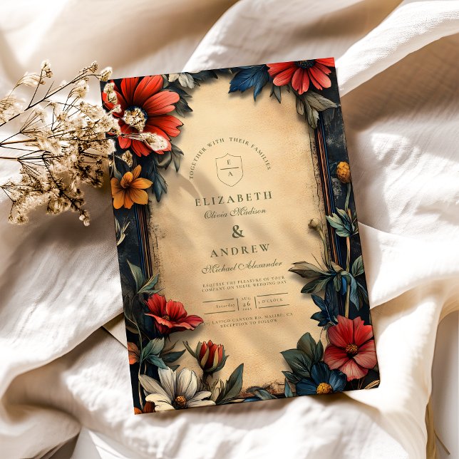 Convite Casamento Vitoriano Floral Art Nouveau (Criador carregado)