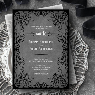 Convite Casamento Vitoriano Gótico Negro