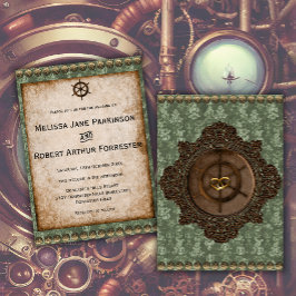 Convite Casamento Vitoriano Rustic Steampunk Elegance