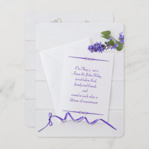 Convite Casamento Vow Renewal White stationery com fita