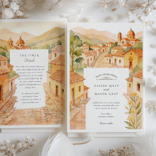 Convite Casamento Watercolor Barichara Colombia