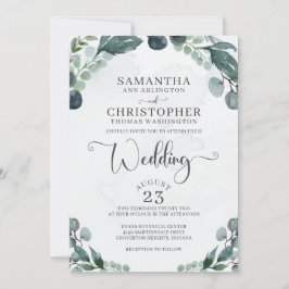 Convite Casamento Watercolor Eucalyptus Greenery