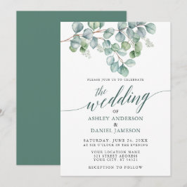 Convite Casamento Watercolor Eucalyptus Greenery Calliogra