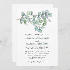 Convite Casamento Watercolor Eucalyptus Greenery Foto