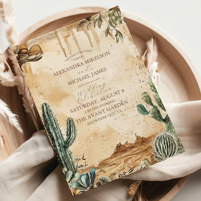 Convite Casamento Western Boho com Aquarela (Criador carregado)