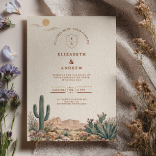 Convite Casamento Western Cacto Azul-Poeira