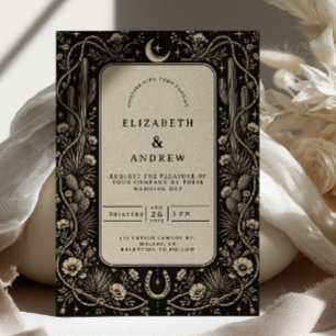 Convite Casamento Western Celestial Preto