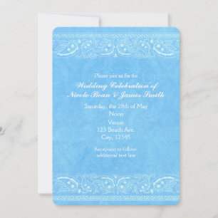 Convite Casamento Western Country Paisley Rústico Azul