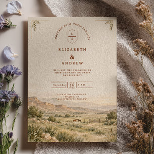 Convite Casamento Western Rancho de Cavalos em Aquarela